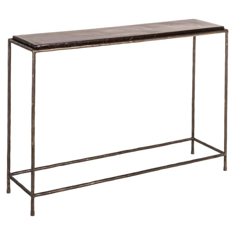 Élégante console Villano avec finition bronze et structure métallique.