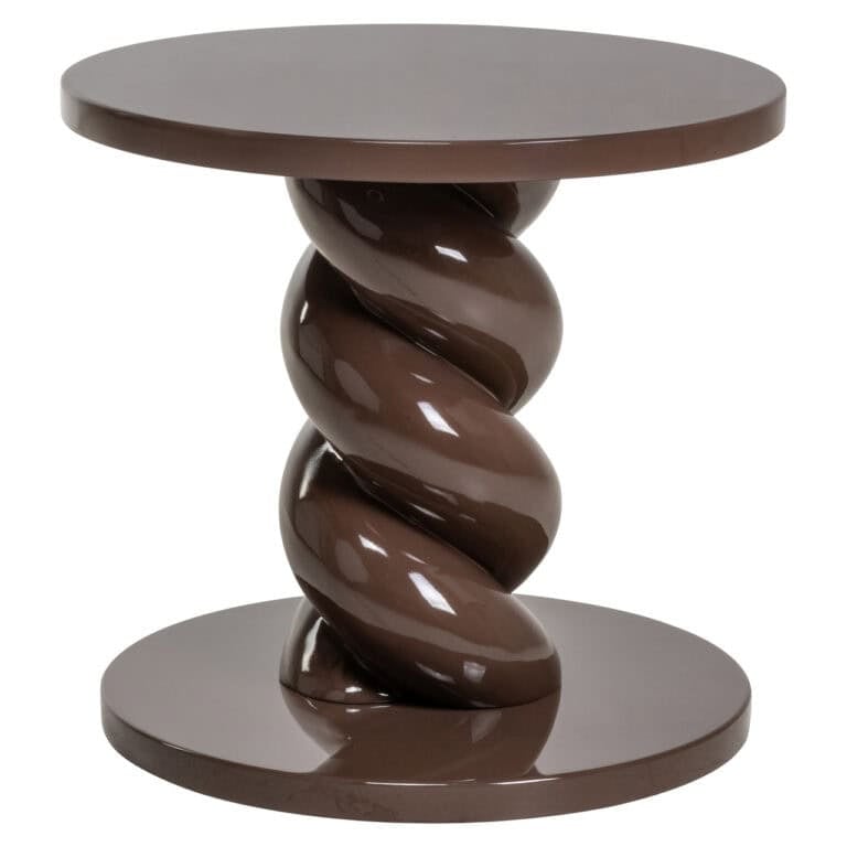 Table d'appoint moderne avec piètement tourné, couleur Chestnut.