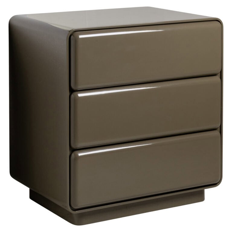 Commode Demy Clay , couleur verte Chevet , avec trois tiroirs, pour chambre à coucher.
