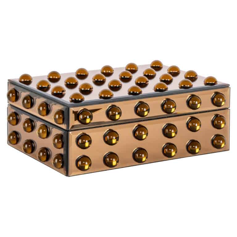 Boîte de rangement de luxe « Layla » en marron avec des détails dorés.