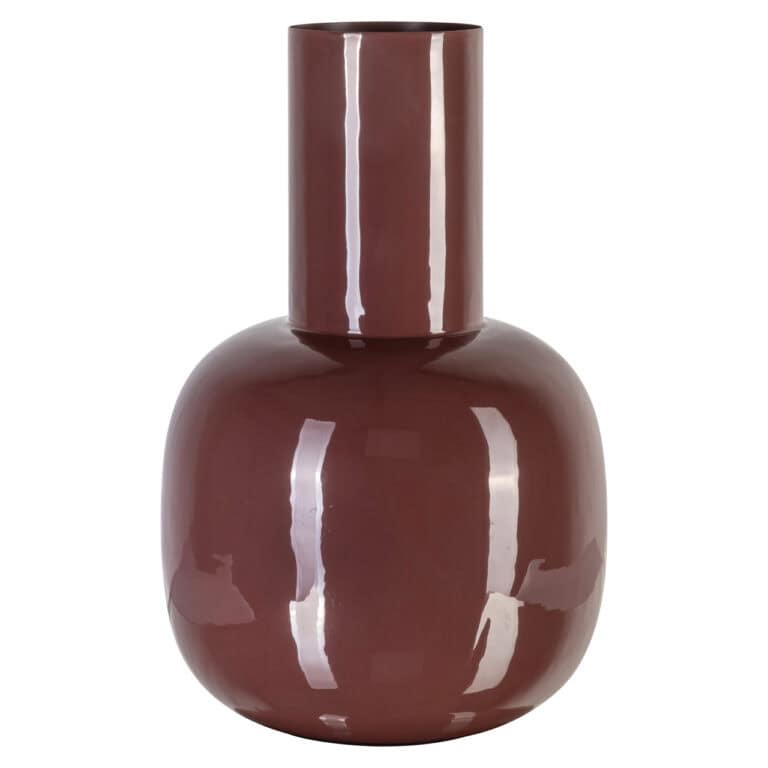 Braune Keramikvase mit glänzender Oberfläche.