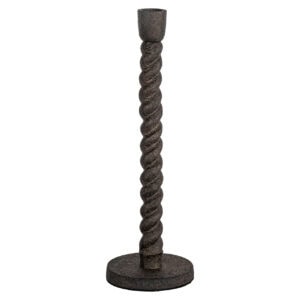 Bougeoir Milena en bronze antique avec une colonne torsadée.