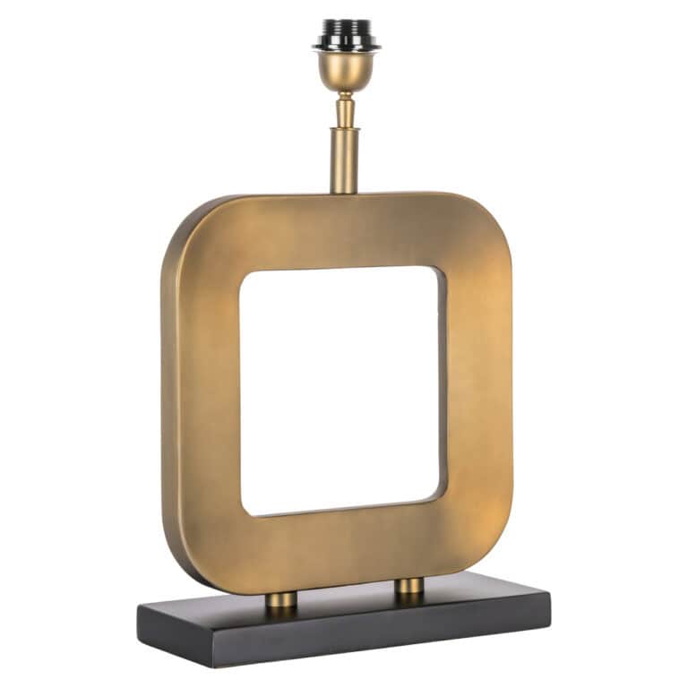 Moderne tafellamp met brass afwerking en zwart basis voor interieurdecoratie.