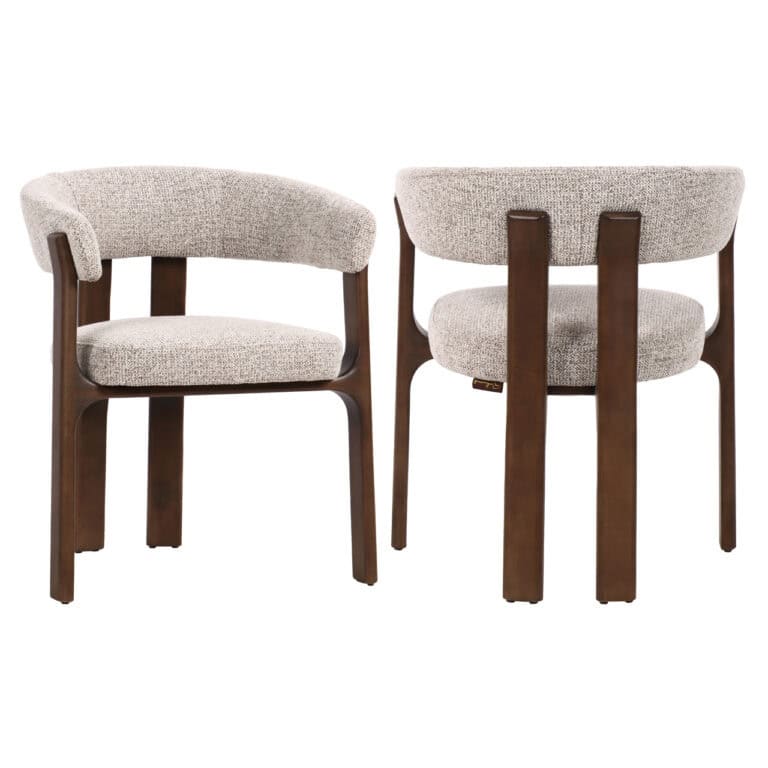Chaise de salle à manger Contigo avec revêtement beige et structure en bois.