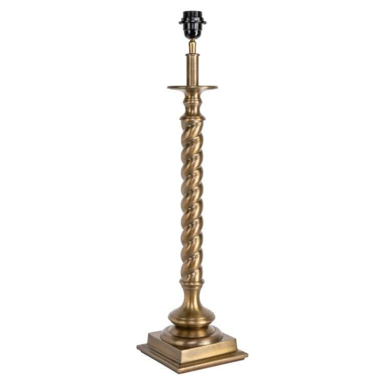 Lampe de table ancienne « brass » avec un pied torsadé et un socle carré.