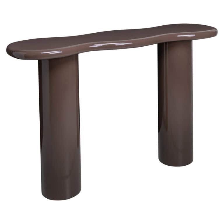 Modern console table with a chestnut finish for elegant interior decor.