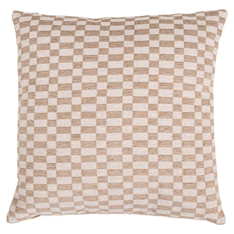 Decorative " Cushion " with a sand-colored geometric pattern for home decor.