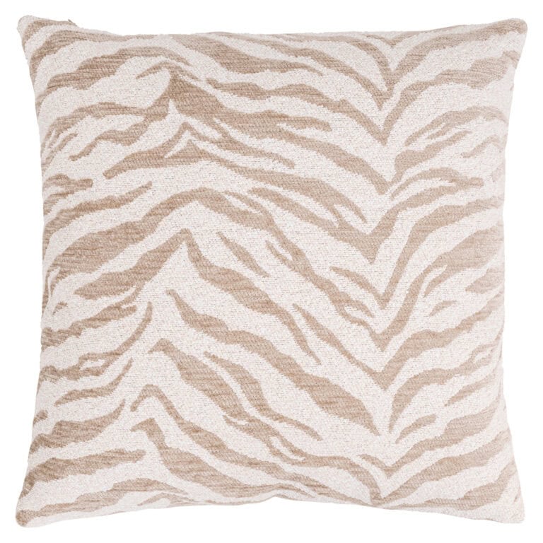 Eliza beige tiger- Cushion , with a zebra pattern, for interior decoration.
