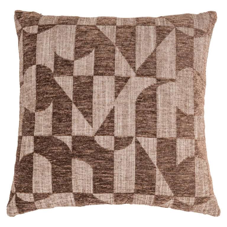 Cushion Aria in brown with a geometric pattern for interior design.
