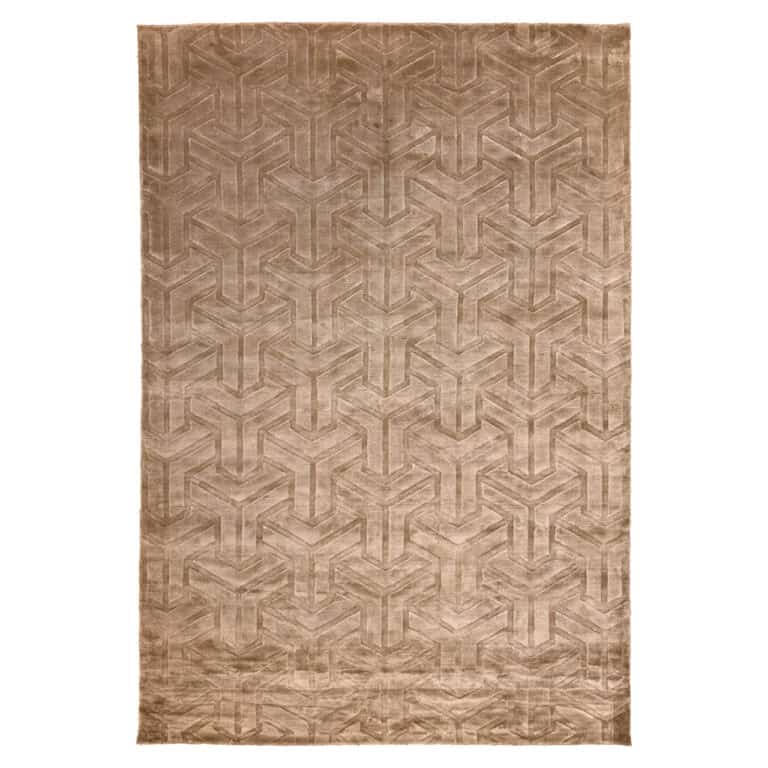 Taupe vloerkleed met geometrisch patroon van Richmond Interiors.