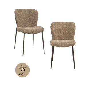 Set of 2 Odarby dining chairs in brown tweed fabric.