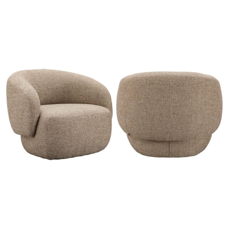 Lounge stoel Milano zand tweed, comfortabele en moderne zitmeubels.