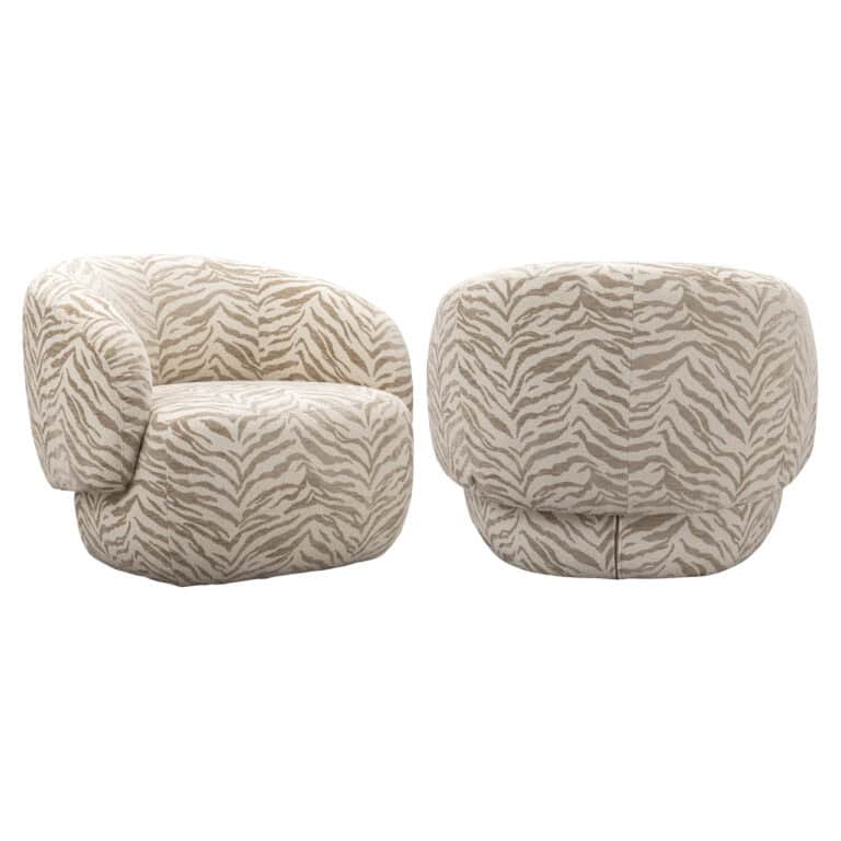 Lounge stoel Milano beige tiger met zebra print stof.