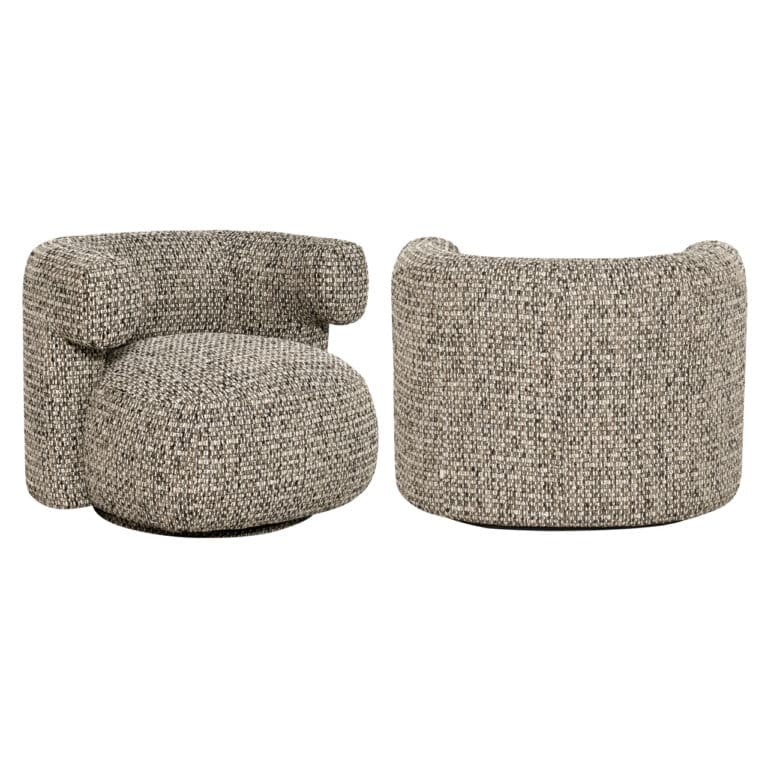 Lounge stoel Talley in cobblestone stof, draaibaar en comfortabel.