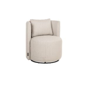 Luxurious beige lounge chair with a comfortable Cushion and a modern look.