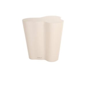 A sleek white vase with an organic shape for home decor.