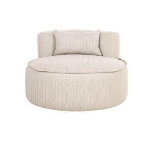 Luxurious beige round beanbag with " Cushion " for modern interiors.