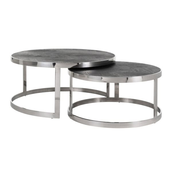 Modern set of two coffee tables Blackbone Silver black.