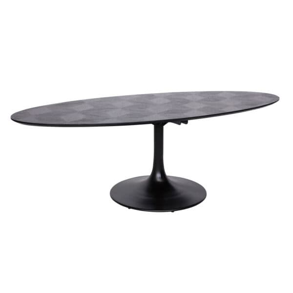 Black oval dining table Blax with a modern look.