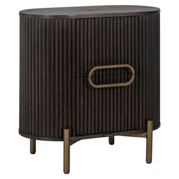 Luxor nachtkastje in bruin met modern design en gouden details.