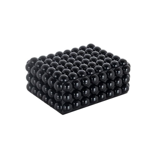 Petite boîte de rangement noire Batool à structure sphérique.