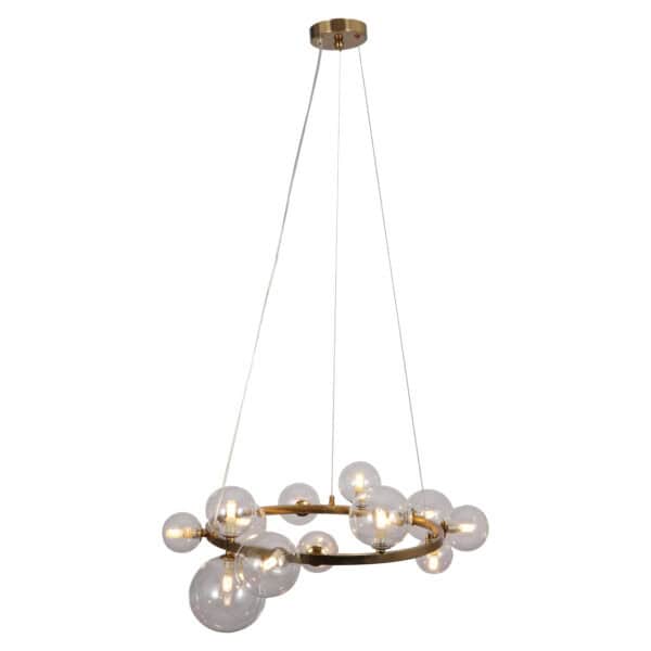 Suspension moderne « Yosie » avec des boules en verre et une finition « brushed  »gold .