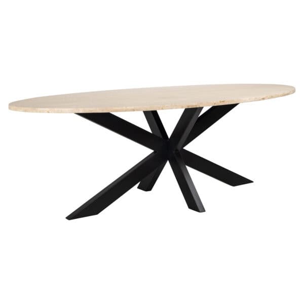 Avalon , bronze, oval, 230 dining table with black base for a modern dining room.