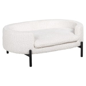 Luxe hondenbed Dolly sheep in wit met zwarte poten.