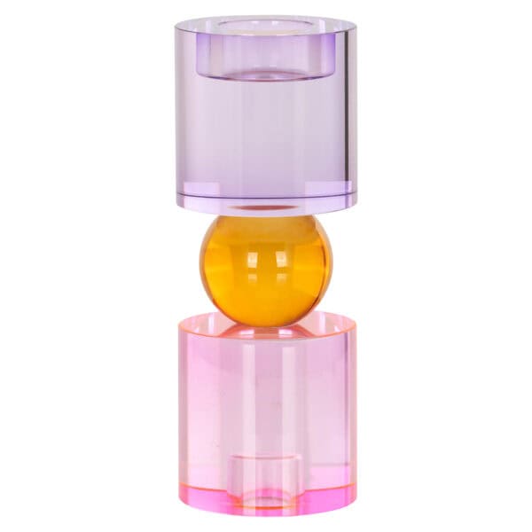 Bougeoir Zahra au design coloré avec des éléments en verre.