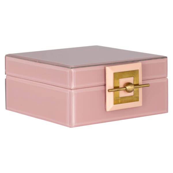 Boîte de rangement rose « Bodine » avec fermeture dorée.