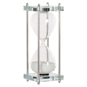Grote witte zandloper als decoratief object voor interieur.