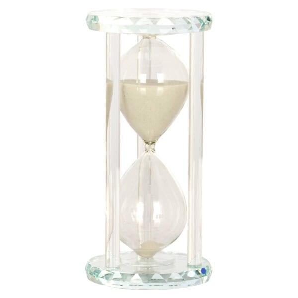 Weiße Sanduhr „ Zita “ als Dekorationsobjekt für den Innenbereich.