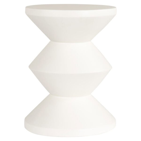 Table d'appoint blanche « Bloomstone » au design géométrique, idéale pour un intérieur moderne.