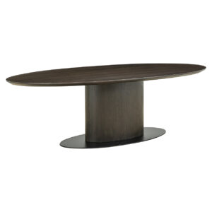 Eettafel Gordon in bruin met ovalen vorm en moderne stijl.