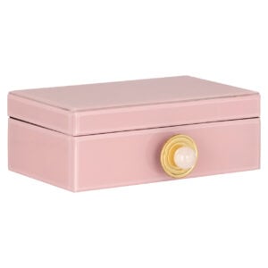Roze opbergdoos Jamila met gouden knop voor stijlvolle opbergruimte.