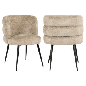 Eetkamerstoel Stella desert fusion met zwarte poten en beige bekleding.