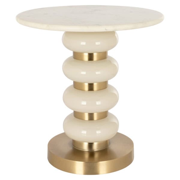 Elegante witte bijzettafel met gouddetails, modern design voor interieur.