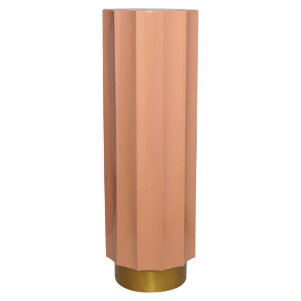 Modern salmon-colored " Column " with a gold base for interior design.