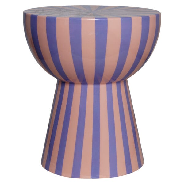 Bijzettafel Valeria in lavendel met blauwe en roze strepen.