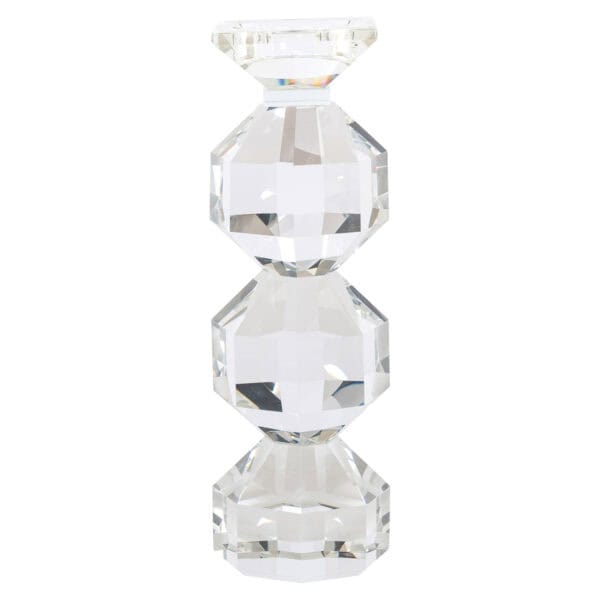 Bougeoir Safia en cristal transparent, au design petit et élégant.