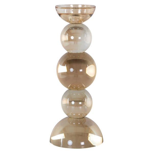 Candle holder Emie In brown and glass, modern design, interior decoration.