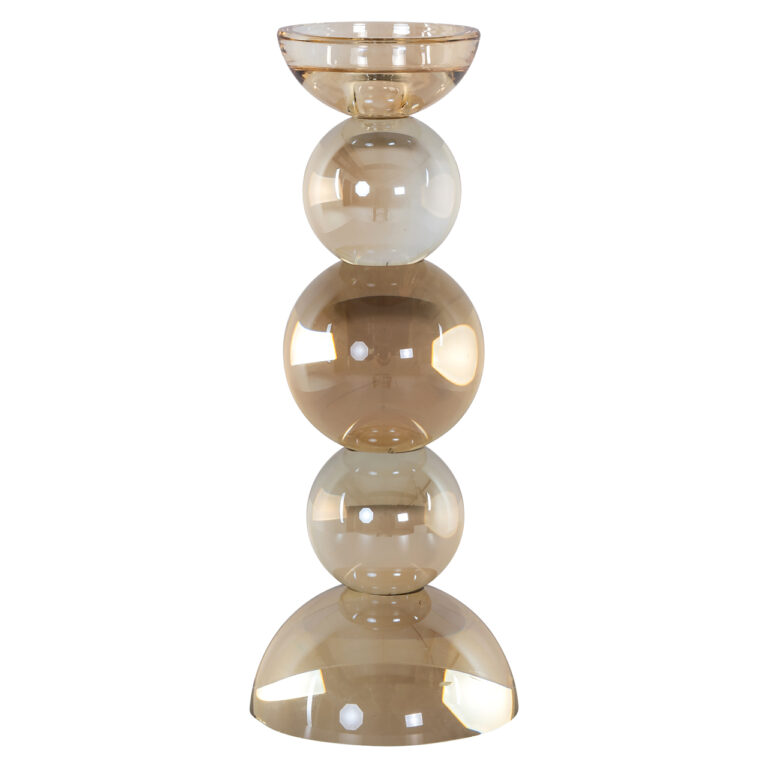 Bougeoir Emie en marron et verre, au design élégant et moderne.
