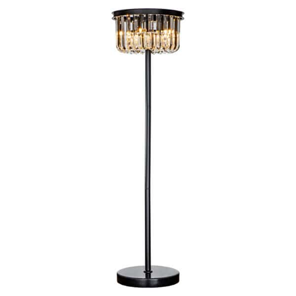 Dagmar , an elegant floor lamp with gold-colored details and a black finish.