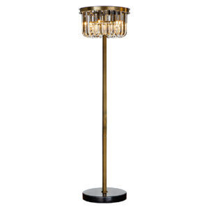 Elegante vloerlamp Dagmar in bronzen afwerking met kristallen details.