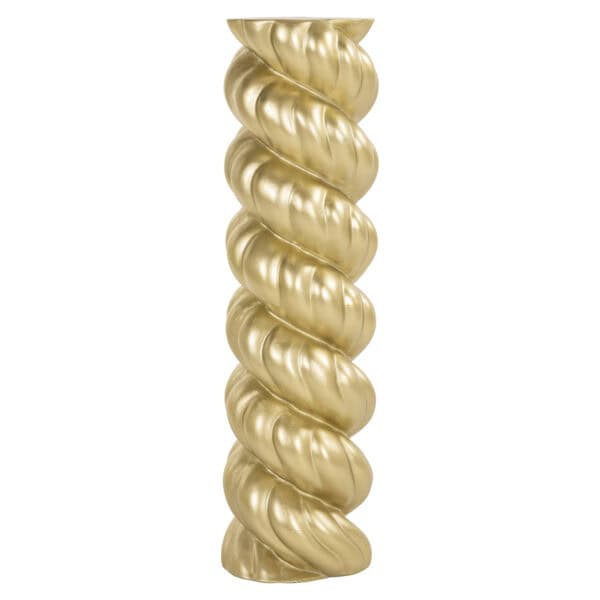 Gold spiral-shaped decorative vase for home decor.