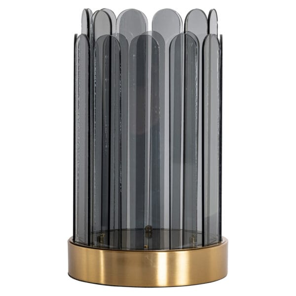 Grote rookglas windlicht met gouden basis, elegant en modern design.