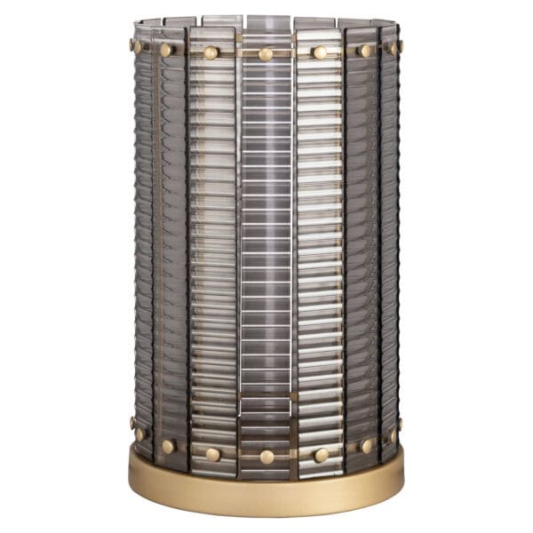 Groot windlicht Daylin smoke met metalen frame en glas.