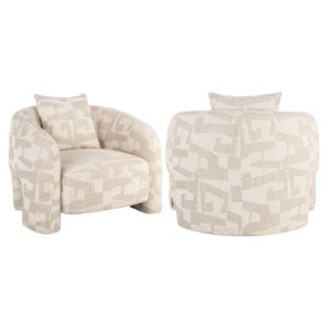 Lounge stoel Tuscany beige met geometrisch patroon voor moderne interieur.