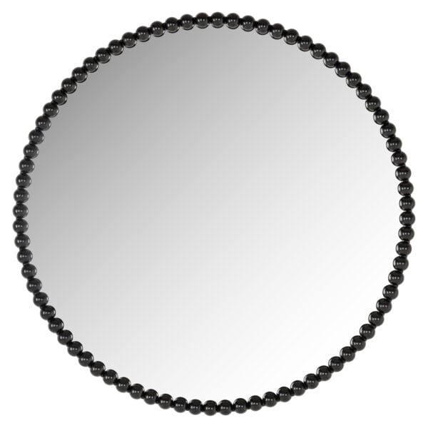 Assiette « Miroir » avec bordure en perles noires, design moderne pour la décoration d'intérieur.