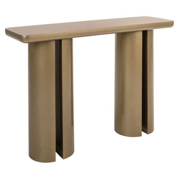 Gouden console tafel met moderne design, perfect voor interieurdecoratie.